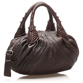 Fendi-Fendi Brown Spy Leather Handbag-Brown,Dark brown