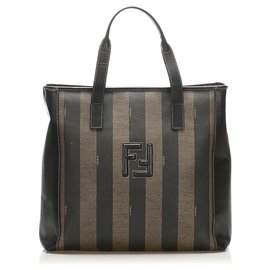 Fendi-Sac à main Fendi Pequin noir-Marron,Noir