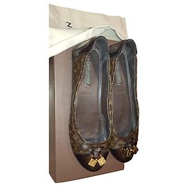 Louis Vuitton Ballet Flats Brown Patent Leather 39 Brown
