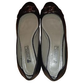 Bailarinas Versace de cuero negro Negro