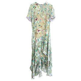 Preen By Thornton Bregazzi Robe à volants en soie Devore Vert clair