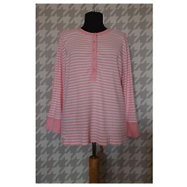 Ralph Lauren Lauren Jeans gestreifter Baumwollpullover rosa weiß Pink Weiß