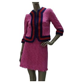 Gucci Pink Tweed Jacke Rockanzug Gr.38/40 Pink