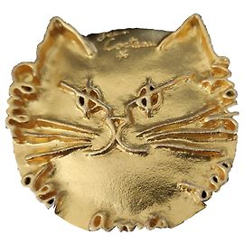 Autre Marque Broche Jean Cocteau Tête de Chat en Bronze Doré Doré