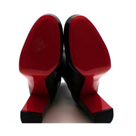 Christian Louboutin-Christian Louboutin Black Leather Contrevent 100 heeled ankle boots-Black