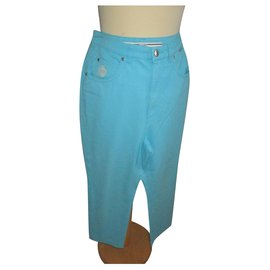 Escada-Pants, leggings-Turquoise