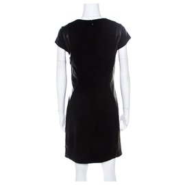 Diane Von Furstenberg-DvF Pelle Leather knit suit dress-Black