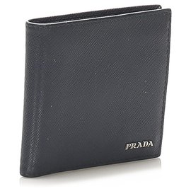 Prada-Prada Blue Saffiano Bi-fold Small Wallet-Blue,Navy blue