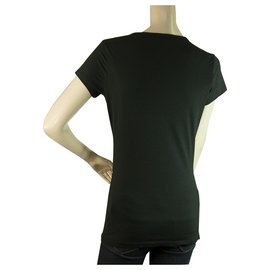 John Richmond-John Richmond Schwarz Weiß Abstrakt Druck T-Shirt Strass Top Größe 44-Schwarz