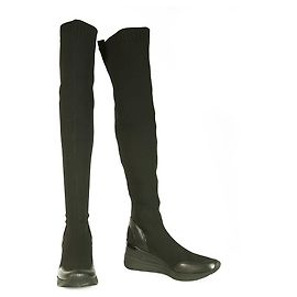 Tênis Michael Kors Grover Black Stretch com. Botas de meia no joelho 37 Preto