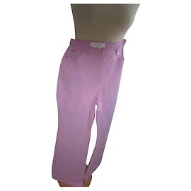 Escada Calça Jeans Rosa de Algodão Cintura Alta Rosa