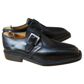 Santoni-SANTONI SHOE WITH TRIPLE Soles 9,5 F 44 condition AS NEW MEN'S SHOES 798€-Black