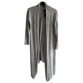 Autre Marque-JOAN VASS New York - Nuovo cardigan grigio lungo con etichetta, Taglia XL-Grigio
