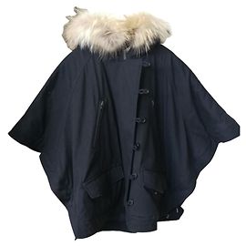 The Kooples FPAR1322 Parka Capa Preta de Algodão Preto