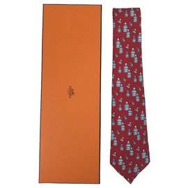 Hermès-Hermes Tie Red-Vermelho