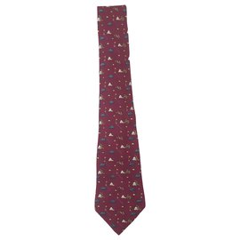 Hermès-Hermes Bordeaux Tie-Dark red