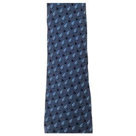 Hermès-Gravata Hermes Azul-Azul