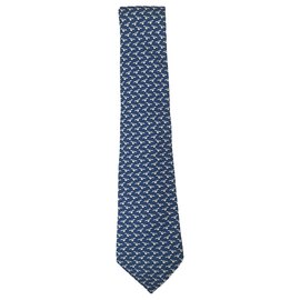 Hermès-Gravata Hermes Azul-Azul