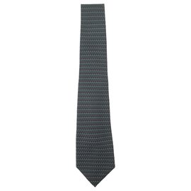 Hermès-Hermes tie Green and burgundy-Multiple colors
