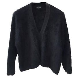 Tom Ford Pull à col en V noir Angora Sz.XS Noir