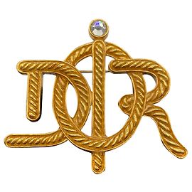 Dior quilted Dior logo Brooch  Good condition Golden