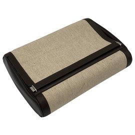 Hermès-Vintage Hermès Beauty Toiletry Bag-Brown,Eggshell