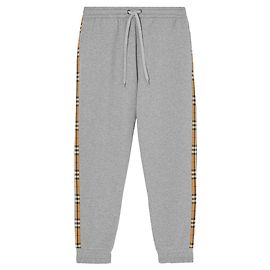 BURBERRY VINTAGE CHECK PANEL COTTON JOGGING PANTS SIZE S Grey
