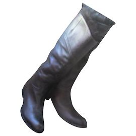 Hugo Boss Riding Boots Black Leather Size 36 Black