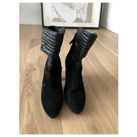 Ermanno Scervino-Bottines en daim noires-Noir