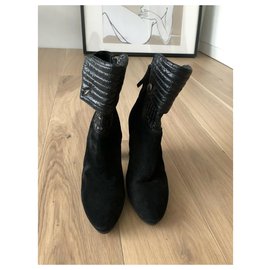 Ermanno Scervino-Black suede ankle boots-Black