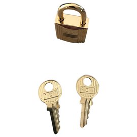 Hermès-Hermès golden steel padlock for Kelly Birkin-White,Gold hardware