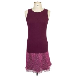 Ermanno Scervino-Dress with lace overskirt-Pink,Purple