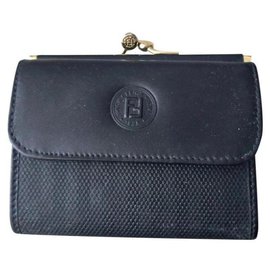 Fendi Black Cloth Wallet Black