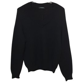 Versace Wollpullover schwarz V-Ausschnitt Schwarz