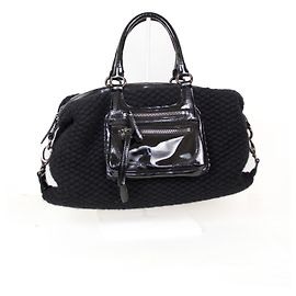 Bolsa Sonia Rykiel Speedy em couro e lã preta Preto
