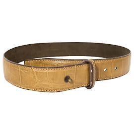 Cinto Alaïa em couro bege efeito crocodilo 75 cm Bege