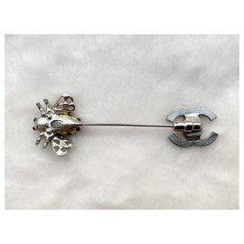 Chanel-Broche abeille CC-Argenté