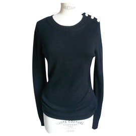 Chanel-CHANEL Black cashmere long sweater T40 Bon état-Black