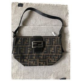 Fendi Baguette handbag dark brown cloth Dark brown