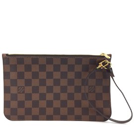 Louis Vuitton-Toile Louis Vuitton Neverfull Pochette Damier Ébène-Marron