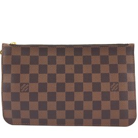 Louis Vuitton-Louis Vuitton Neverfull Pochette Damier Ébène Lienzo-Castaño