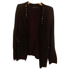 Jaqueta preta e dourada de tweed zara Preto Dourado