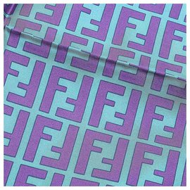 Fendi-Fendi Blue Zucca Silk Scarf-Blue