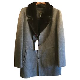 Autre Marque TORRAS Caban 100% alpaca and mink collar Dark grey
