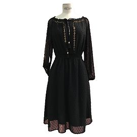 Altuzarra black dress with golden sequins and long transparent sleeves Black