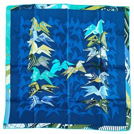 Hermès Pentole di seta Blu