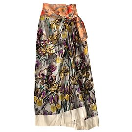 Dries Van Noten Gonna lunga in seta stampata Multicolore