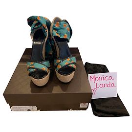 Espadrilles Gucci em seda turquesa Turquesa