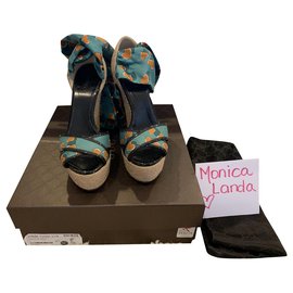 Gucci Espadrilles Turquoise Silk Turquoise