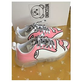 Baskets Moschino Couture Rose et Blanc Rose Blanc